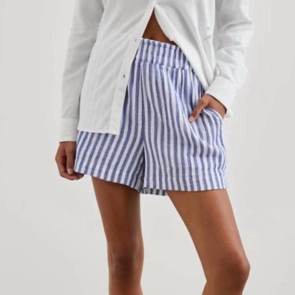 Rails Pants - Rails Leighton Blue and White Striped Relaxed Women’s Shorts